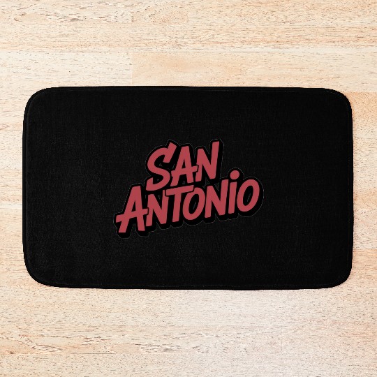 San Antonio Text Design Bath Mats
