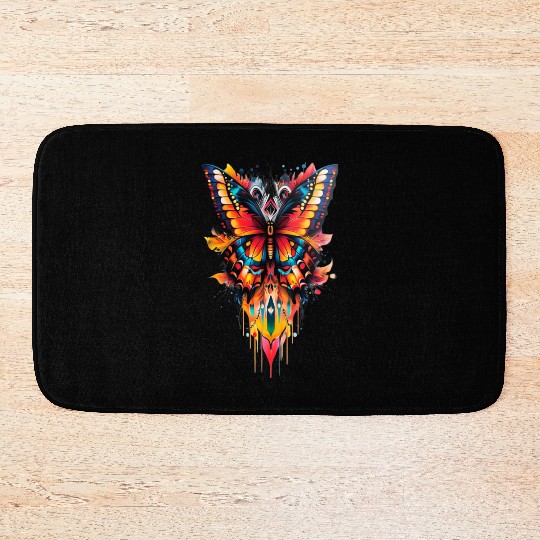 Fire Drip Butterfly – Psychedelic Tattoo Bath Mats