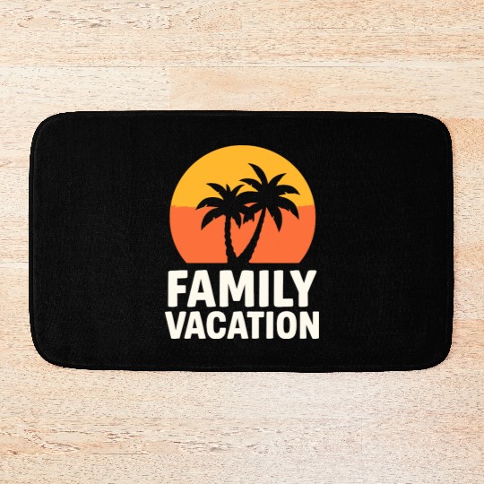 Family Vacation Palm Trees Sunset Beach Bath Mats
