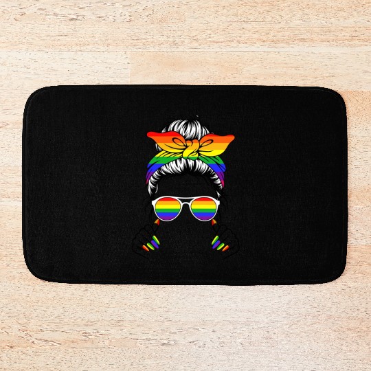 LGBTQ Pride Girl Bandana Sunglasses Nail Bath Mats