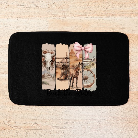 Funny Western Brushstroke Buck The Rules Bath Mats