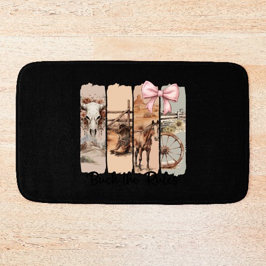 Funny Western Brushstroke Buck The Rules Bath Mats