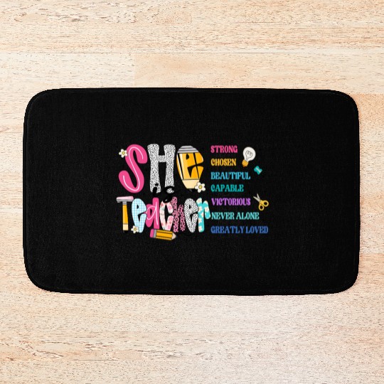 She is Teacher Christian Teacher Bath Mats