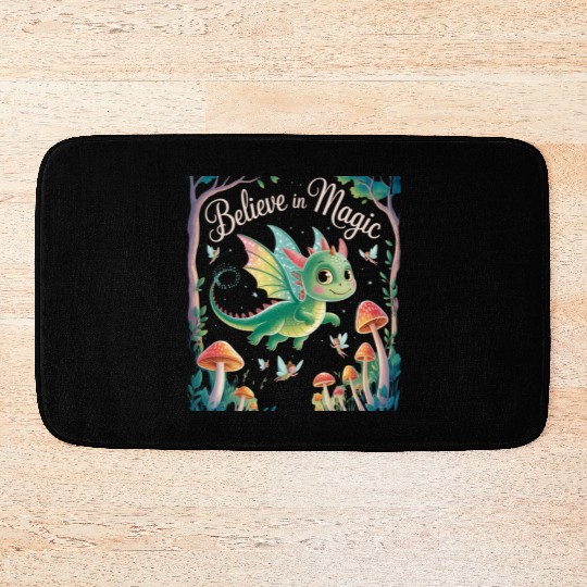 Believe in Magic – Cute Dragon & Fairy Fantasy Bath Mats