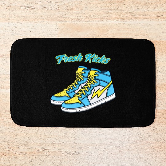 Fresh Kicks Lightning Bolt Sneakers Retro 80s Bath Mats