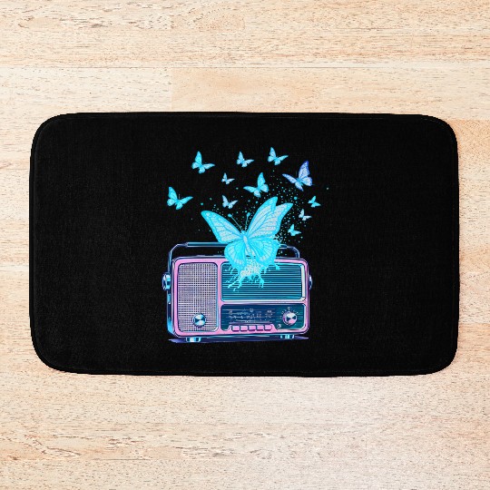 Radio Silence – Vintage Risograph Butterfly Waves Bath Mats
