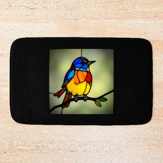 STAINED GLASS BIRD Bath Mats