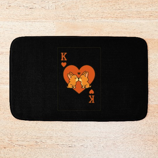 Du Du Corgi King of Hearts – Cute Poker Card Bath Mats