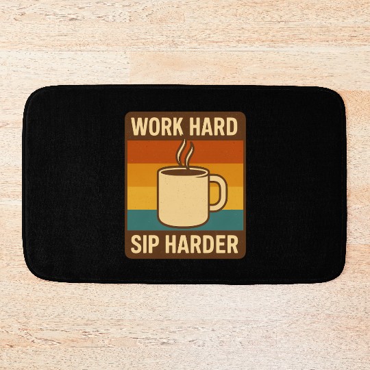 Retro Coffee Motivational Design Bath Mats