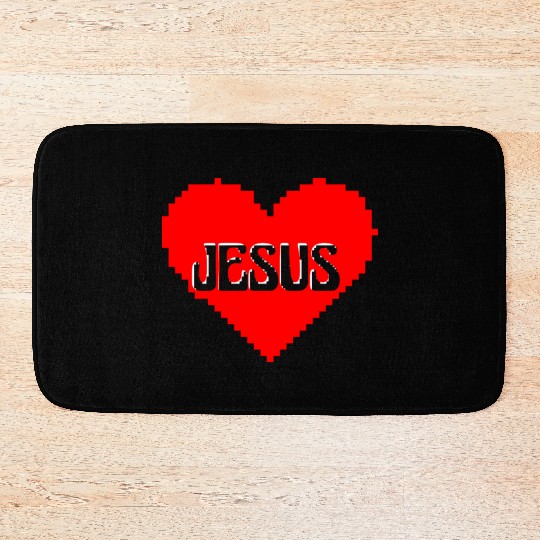 I LOVE JESUS PIXEL ART Bath Mats