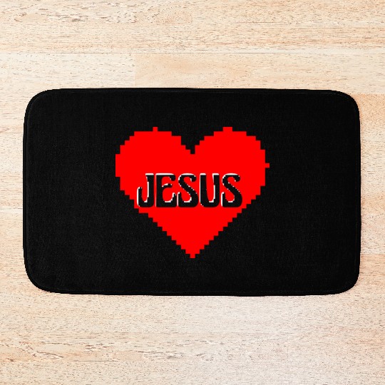 I LOVE JESUS PIXEL ART Bath Mats