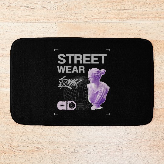 Purple White Urban Street Wear Bath Mats