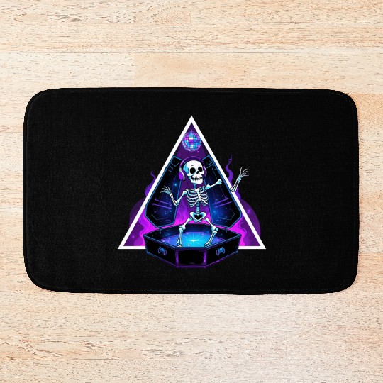 Neon Dancing Skeleton in Coffin Bath Mats