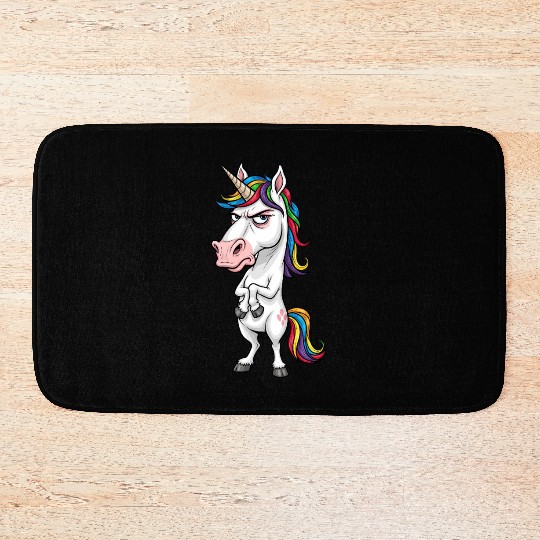 Moody Rainbow Unicorn: Not Today! Bath Mats