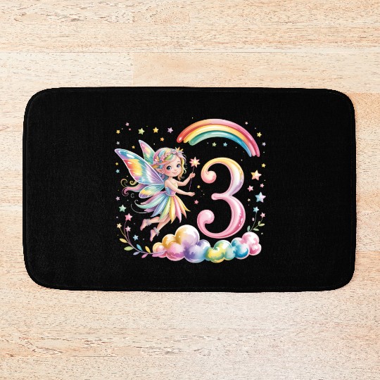 Magical Rainbow Fairy Elf 3nd Birthday Girl Bath Mats