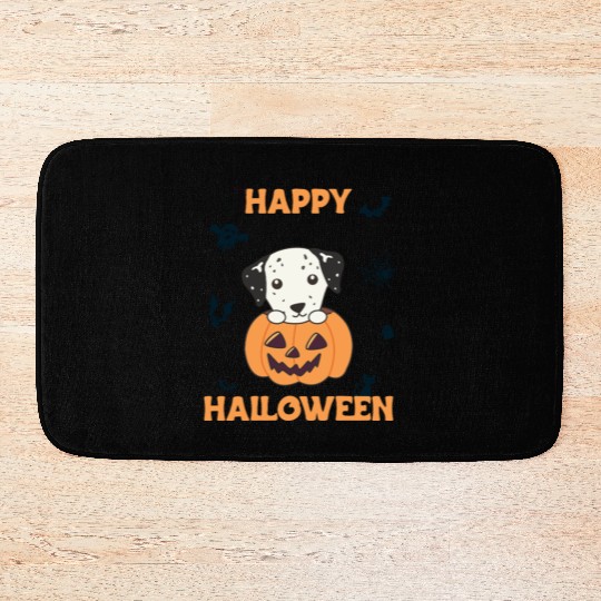 Dalmatian In Pumpkin Sweet Dogs Happy Halloween Bath Mats