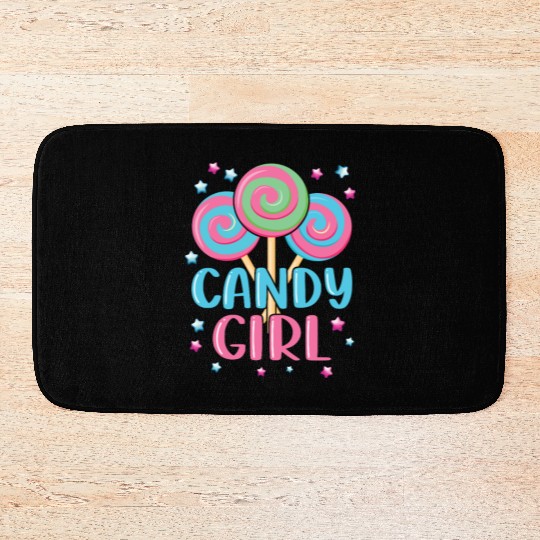 Cute Lollipop Candy Girl Design 01 Bath Mats