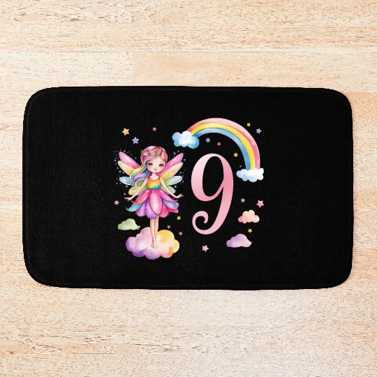 Magical Rainbow Fairy Elf 9th Birthday Girl Bath Mats
