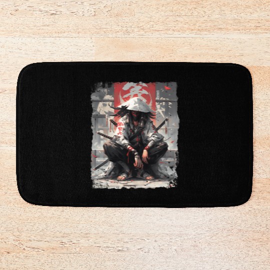Samurai Sword Katana Ninja Japan Manga Anime Bath Mats