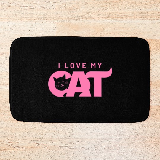 I Love My Cat – Cute Pink Cat Face Graphic Bath Mats