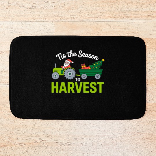 Tis The Season To Harvest Farm Tractor Christmas Bath Mats