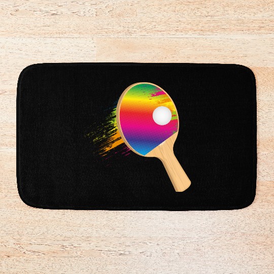 Colorful table tennis bat with ball – sporty Bath Mats