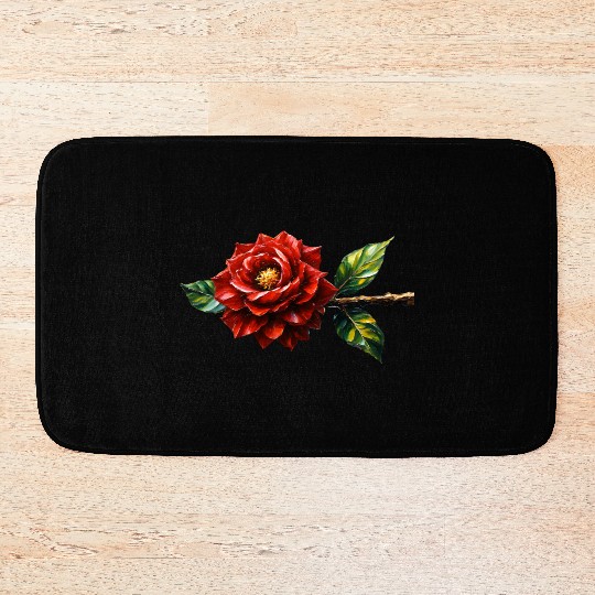 Crimson Rose Bloom – Botanical Clipart Bath Mats