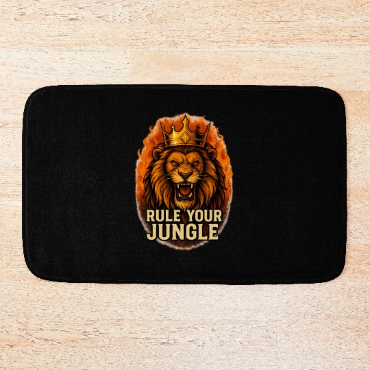 Fierce Lion King Blazing Mane Art Bath Mats