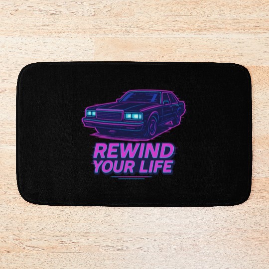 Rewind Your Life – Synthwave Car Aesthetic Bath Mats