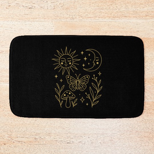 Celestial Magic Moon and Sun Doodle Bath Mats