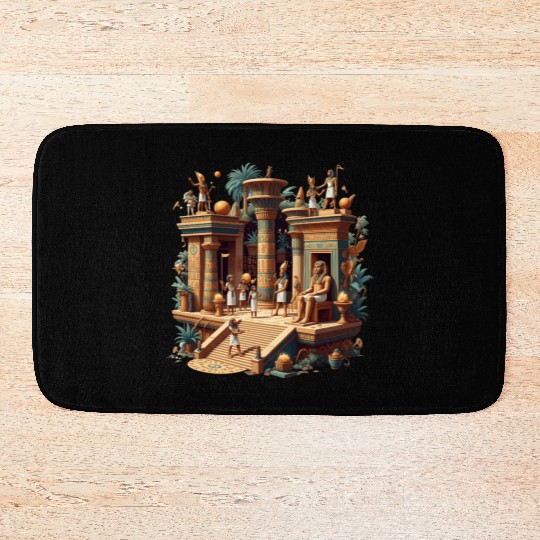 Fantasy-Inspired Ancient Egyptian Temple Scene Bath Mats