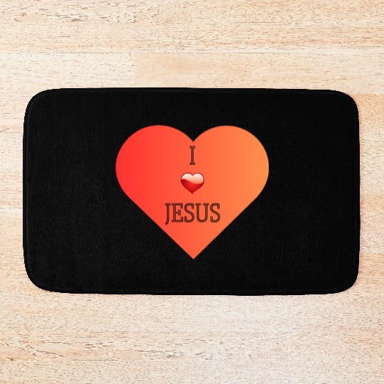 I Love Jesus Heart Design Bath Mats