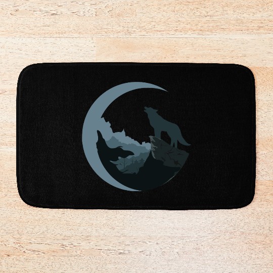Wolf Moon Silhouette Bath Mats
