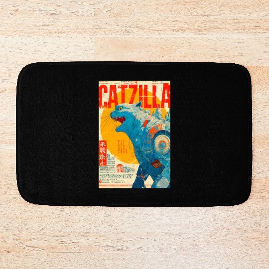 Catzilla Retro Movie Poster Bath Mats