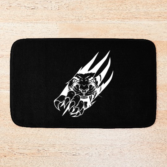 Panther Claw Rip White Outline Bath Mats