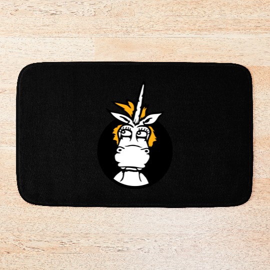 Unicorn Silly Funny Hilarious Hole Witty Cartoon Bath Mats