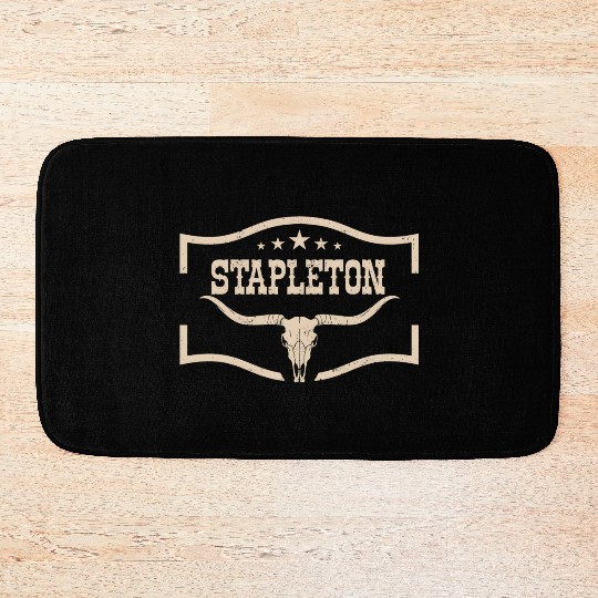 Classic Stapleton Cow Name Vintage Bull Skull Bath Mats