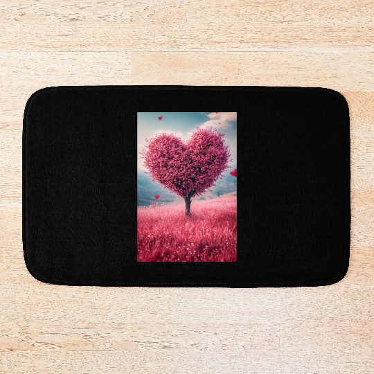 Romantic Heart Tree in Bloom Bath Mats