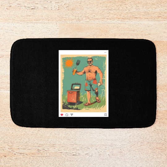 Grill Master Dad Bath Mats Funny Backyard Weekend Bath Mats