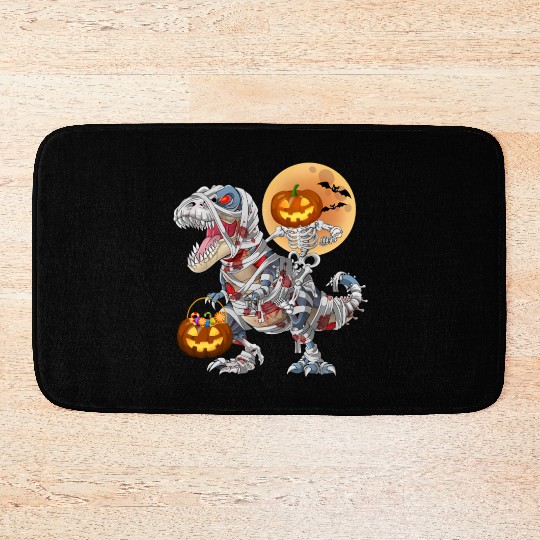 Pumpkin Skeleton Riding Zombie Mummy Dinosaur  Bath Mats
