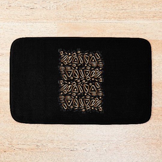 abstract shapes gold white Bath Mats