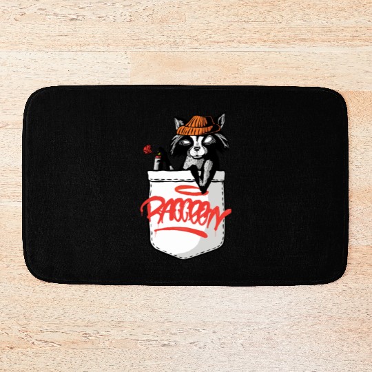 Graffiti Raccoon with Smirking Attitude Bath Mats
