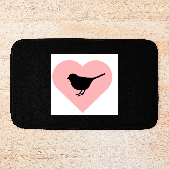Silhouette Bird Heart Design Bath Mats