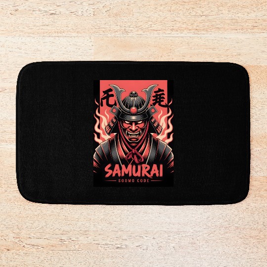 Fire Oni Samurai – Warrior Spirit Art Bath Mats