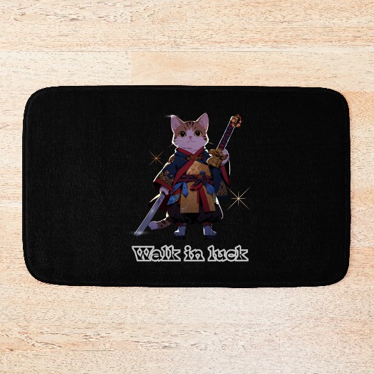 Samurai Cat Illustration for Apparel Bath Mats