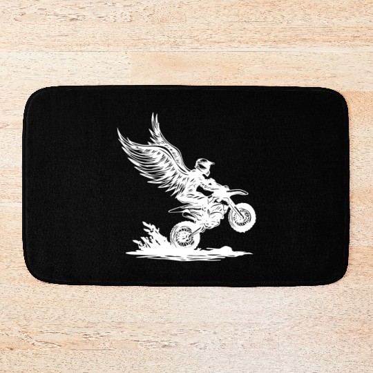 Winged Dirt Bike Rider Soaring Adventure Bath Mats