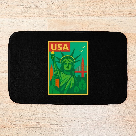 Iconic Statue of Liberty Urban Artwork  Bath Mats