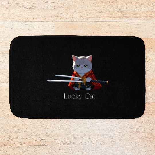 Mythic Warrior Cat with Swords Bath Mats