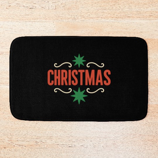 Festive Christmas Spirit Illustration Bath Mats