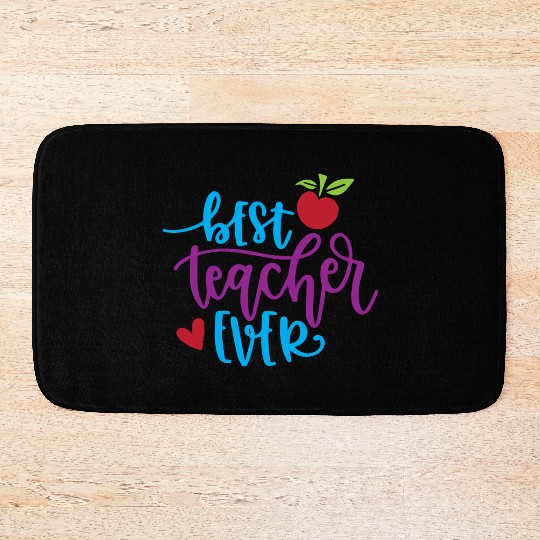 Best Teacher Ever – Apple & Heart Design Bath Mats